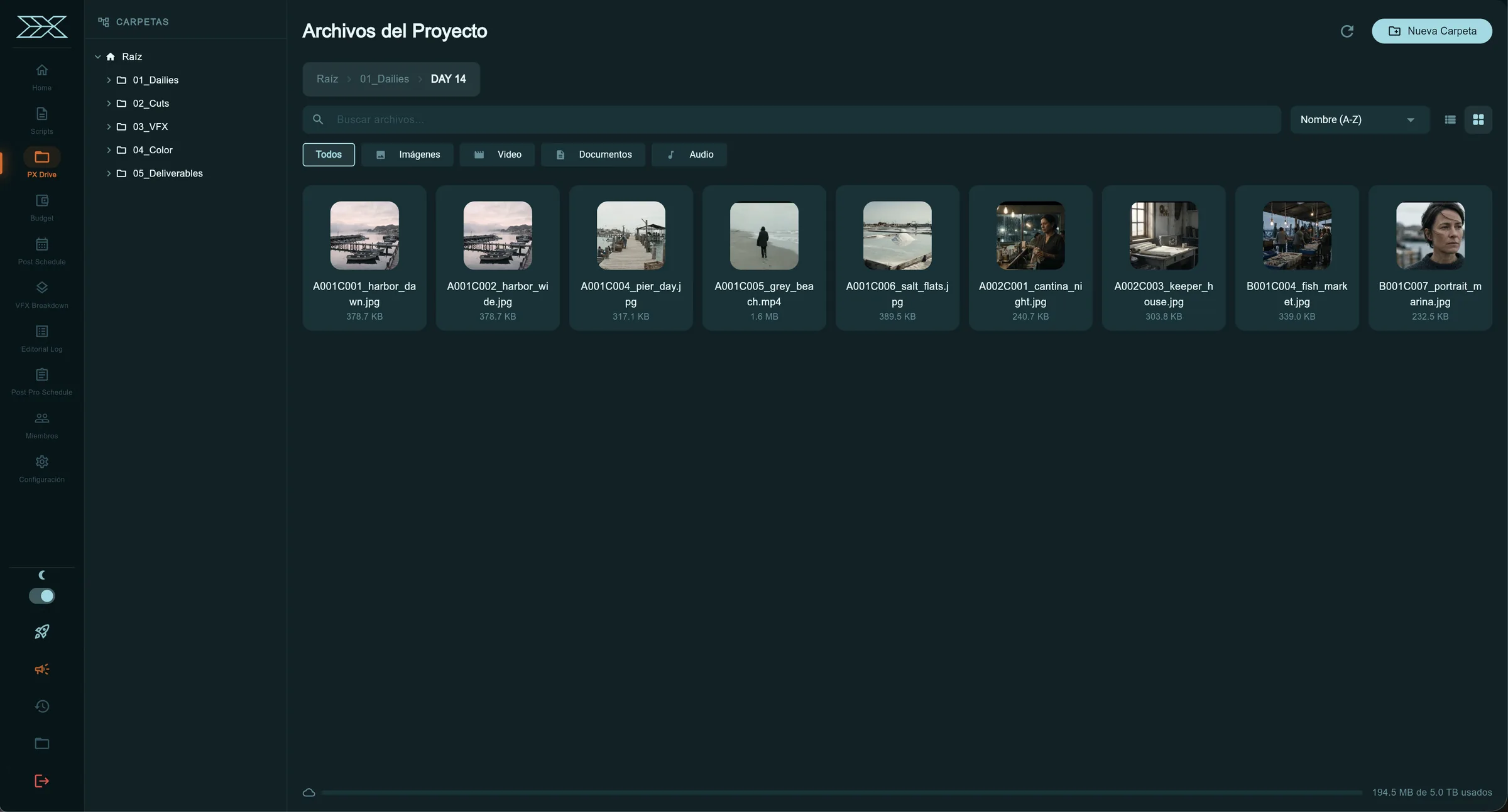PX Drive · carpetas completas de miles de cuadros, sin ZIP
